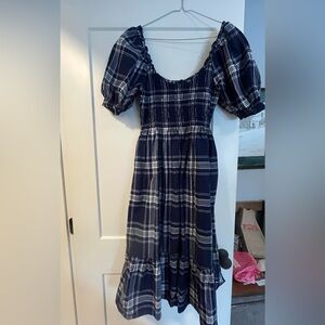 Hill House Louisa Navy Plaid Midi Dress